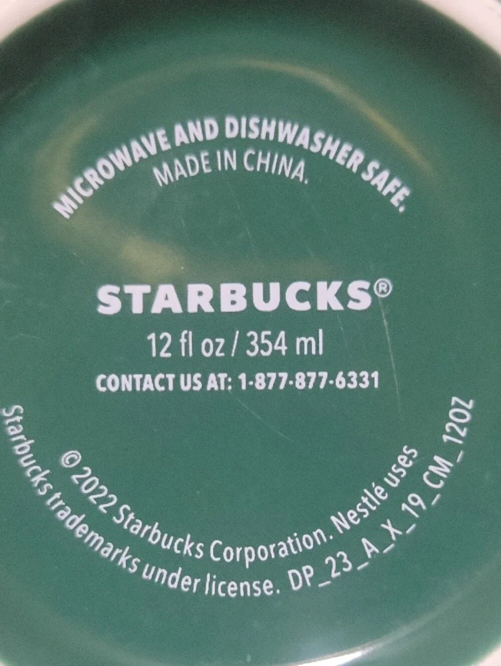 Starbucks Dark Green Ceramic Mugs with White Siren Logo - Set of 2. 12 Oz.